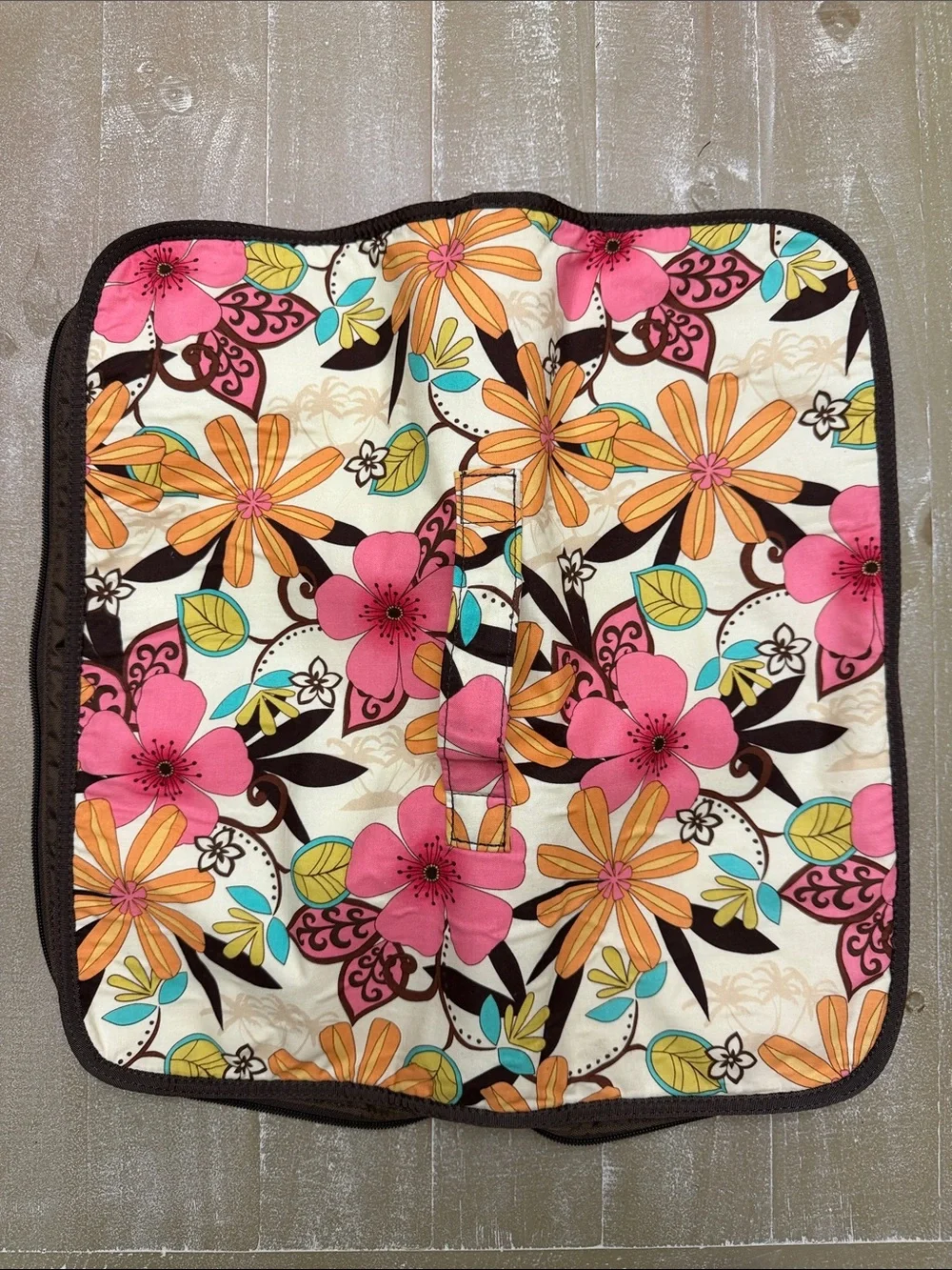 Floral Cosmetic Organizer Travel Bag Multiple Compartments Zip Close